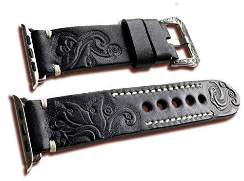 Carved Leather Band For Apple iWatch Series 5, 4, 3, 2, 1 - 38/40 & 42/44mm