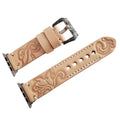Carved Leather Watch Band-Strap Compatible with Apple/Samsung Watch Series