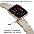 iWatch Band 40mm 38mm, Genuine Leather Replacement Band Strap + Rose Gold Adapter