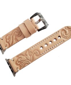 Carved Leather Watch Band-Strap Compatible with Apple/Samsung Watch Series